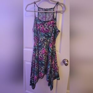Colorful Patterned Sleeveless Flowy Dress Size XL